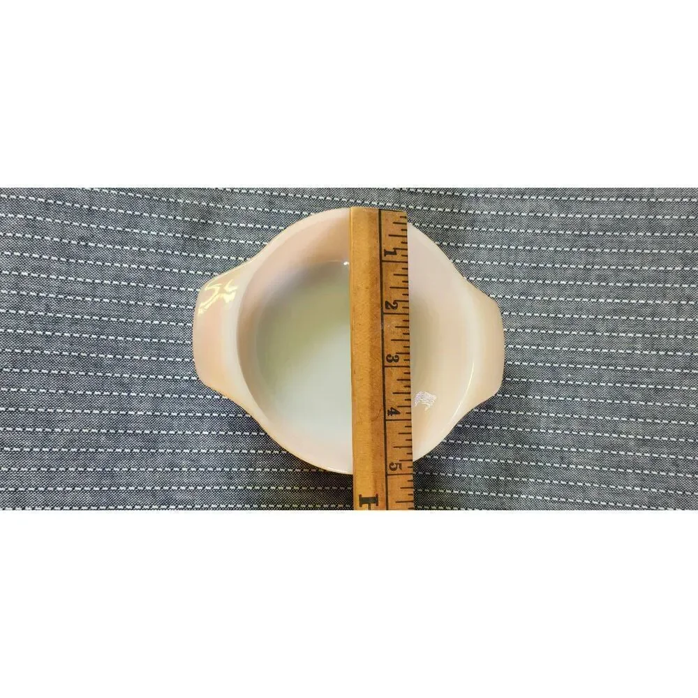 Two Fire-King Peach Luster casserole Model 472